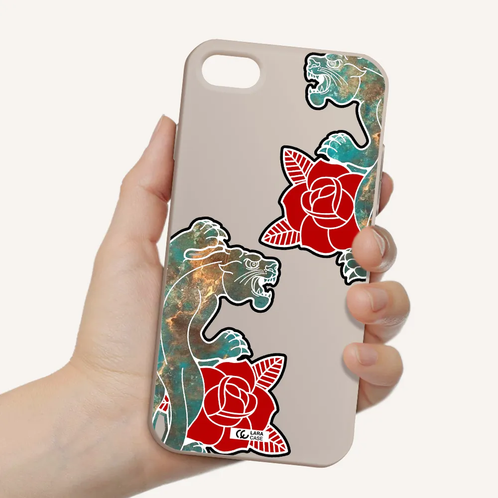 Black Panther Roses Apple iPhone 8 Silicone Stone Case