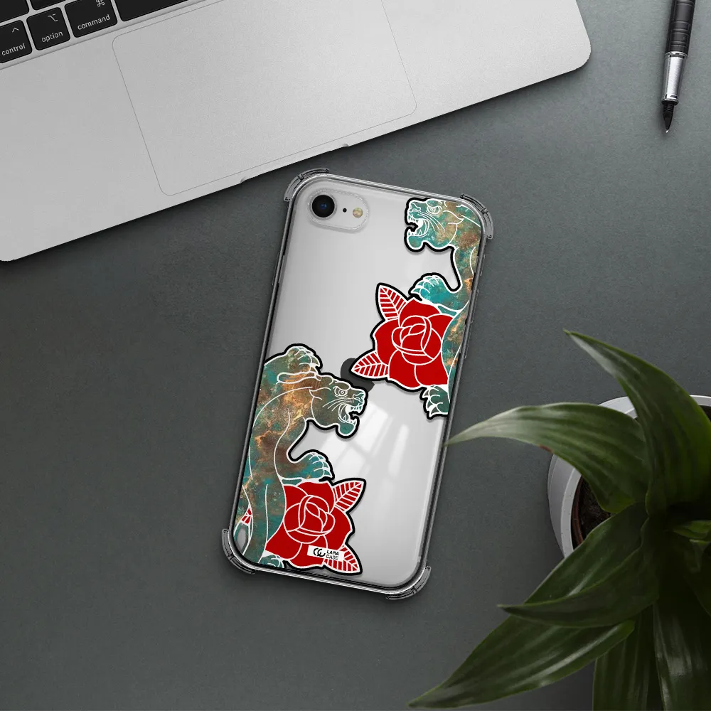 Black Panther Roses Apple iPhone se 2020 Clear PC Case