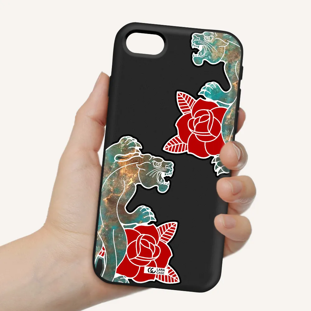Black Panther Roses Apple iPhone se 2020 Silicone black Case