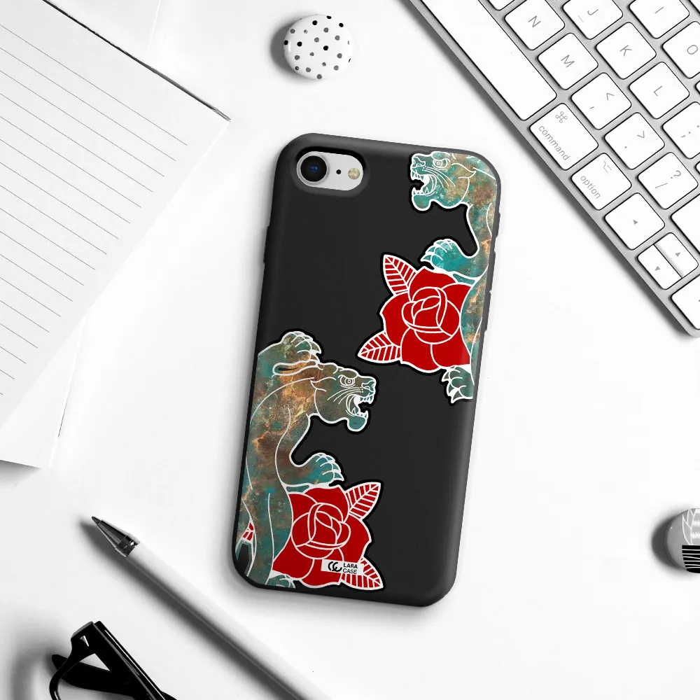 Black Panther Roses Apple iPhone se 2020 Silicone black Case