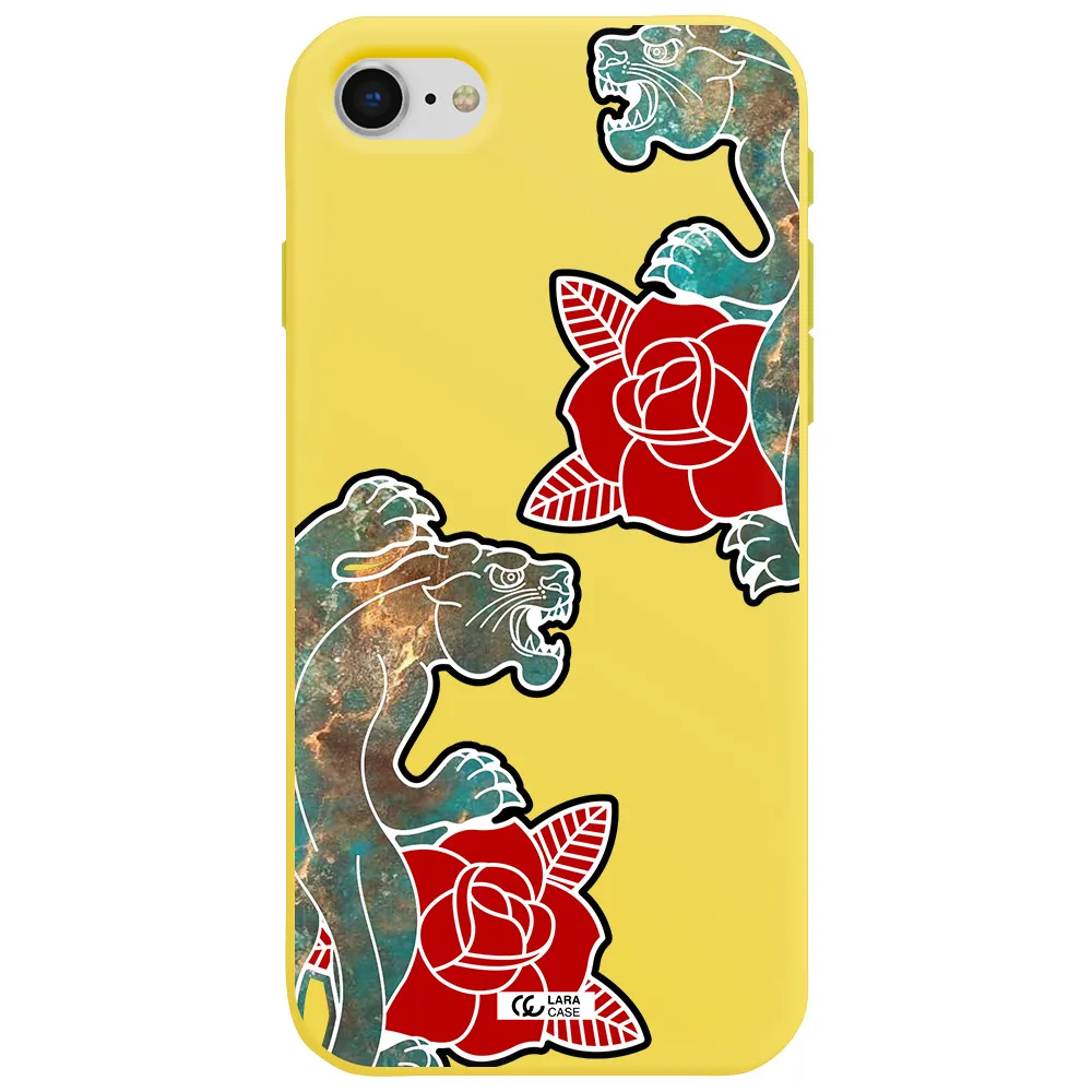 Black Panther Roses Apple iPhone se 2020 Silicone canary yellow Case