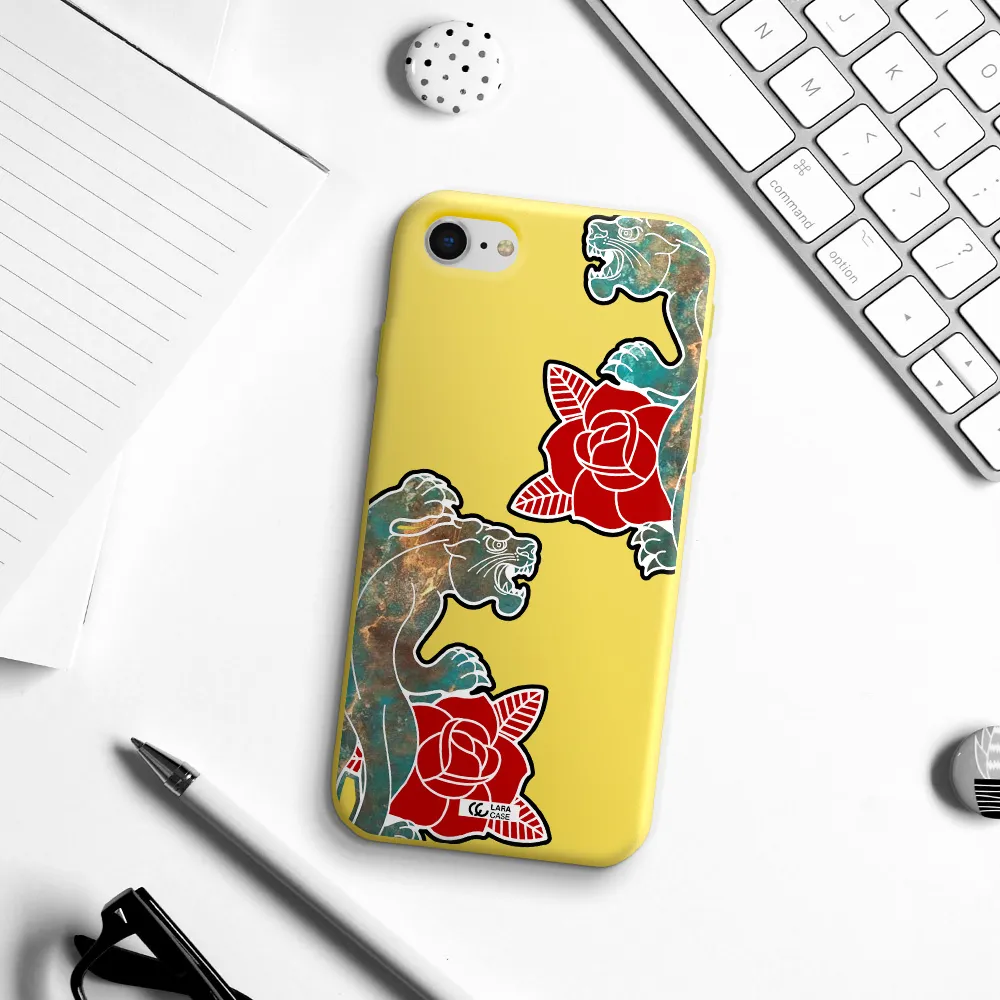 Black Panther Roses Apple iPhone se 2020 Silicone canary yellow Case