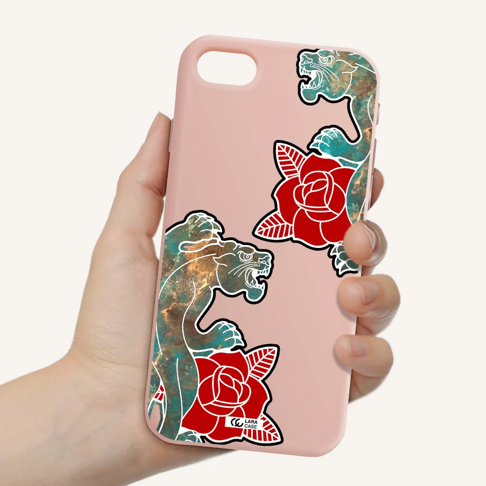Black Panther Roses Apple iPhone se 2020 Silicone pastel pink Case