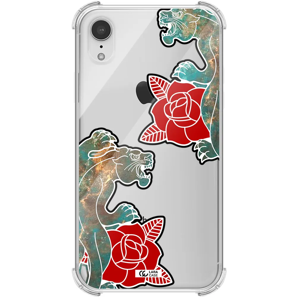 Black Panther Roses Apple iPhone XR Clear PC Case