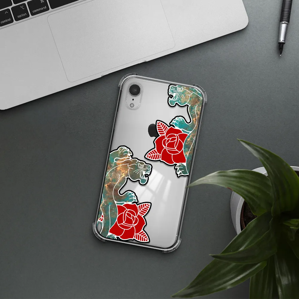 Black Panther Roses Apple iPhone XR Clear PC Case