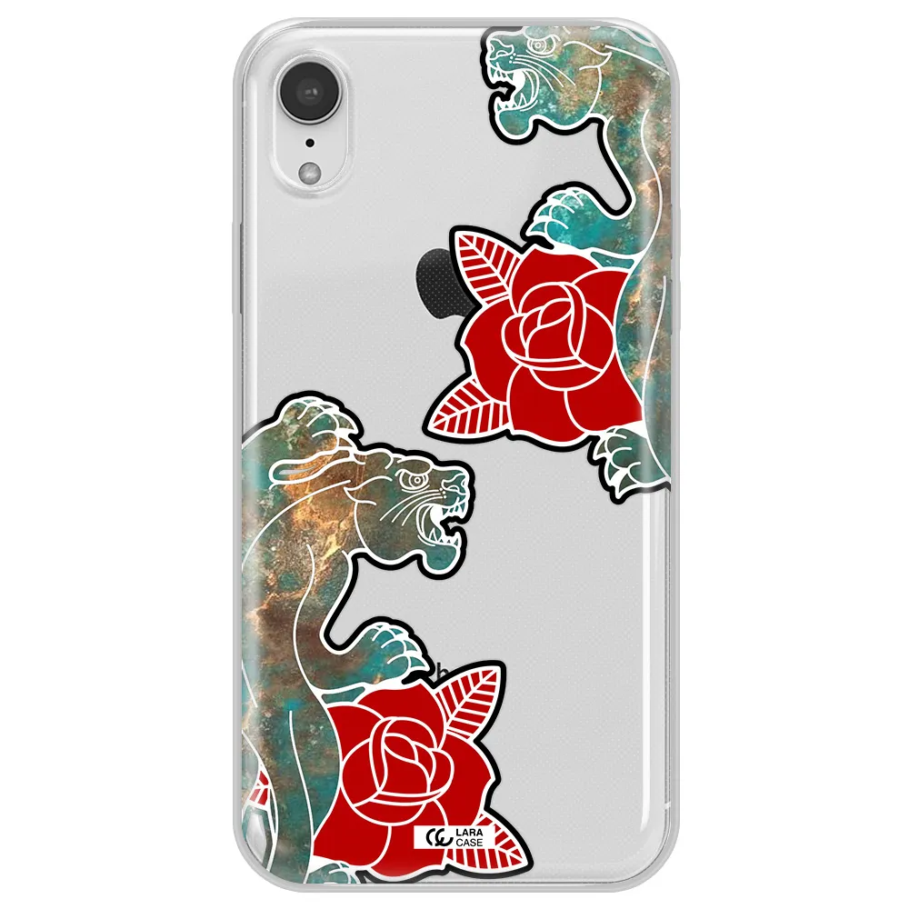 Black Panther Roses Apple iPhone XR Clear TPU Case