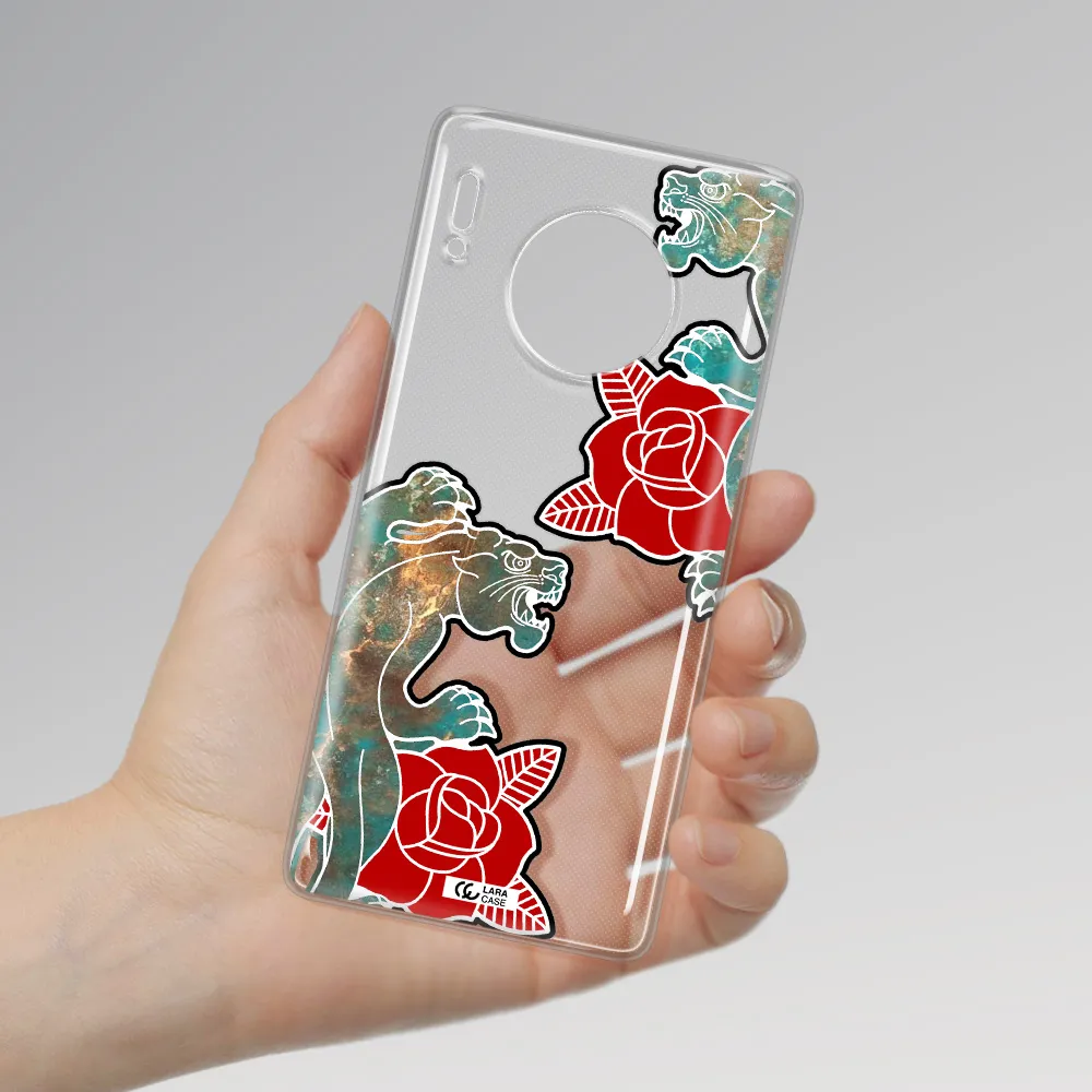 Black Panther Roses Huawei Mate 30 Pro Clear TPU Case