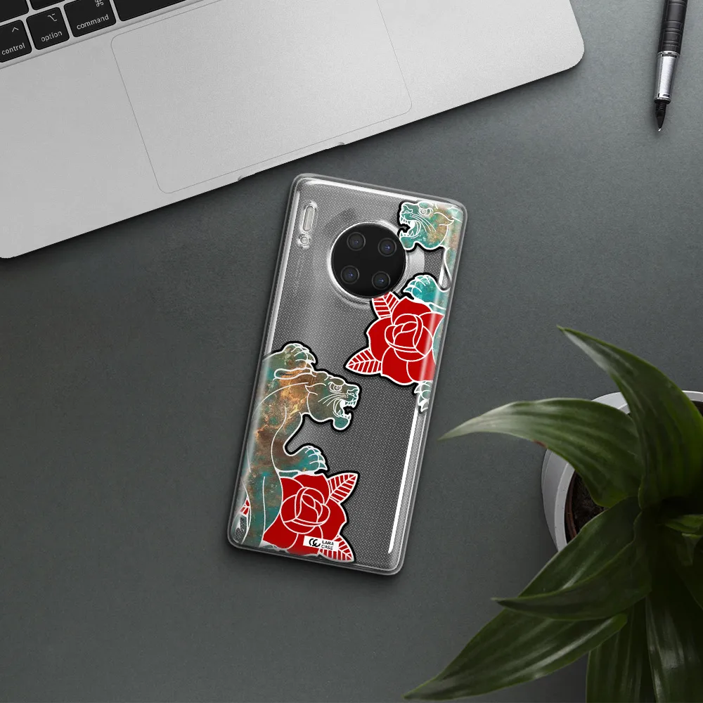 Black Panther Roses Huawei Mate 30 Pro Clear TPU Case