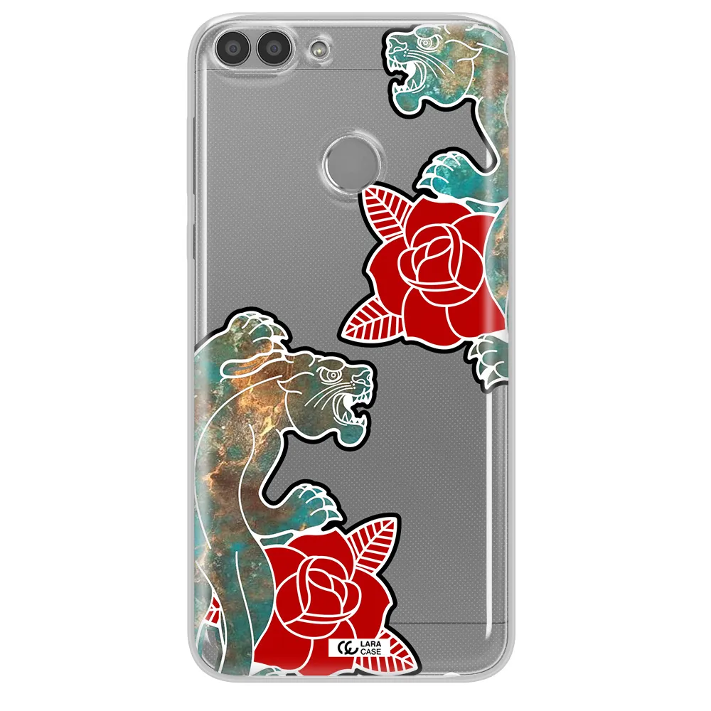 Black Panther Roses Huawei P Smart 2017 Clear TPU Case