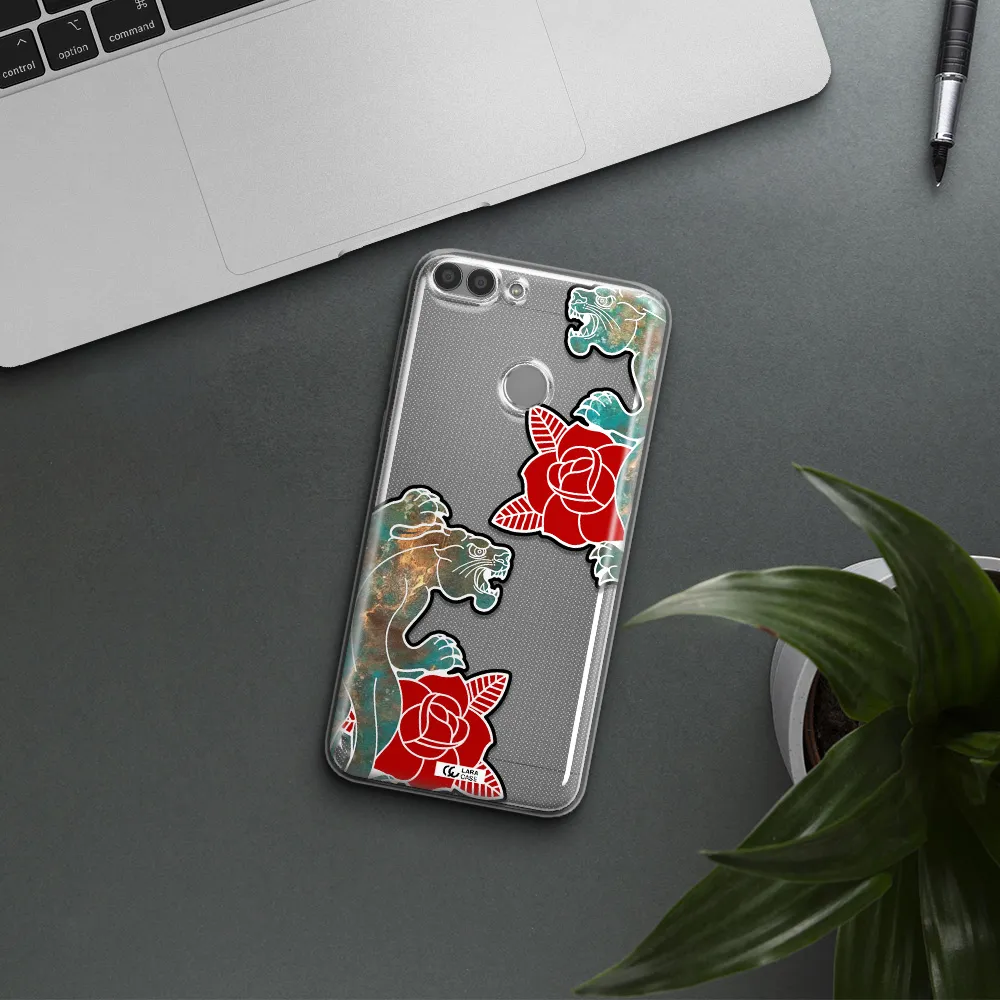 Black Panther Roses Huawei P Smart 2017 Clear TPU Case