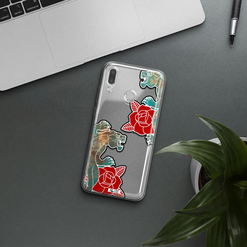 Black Panther Roses Huawei P Smart 2019 Clear TPU Case