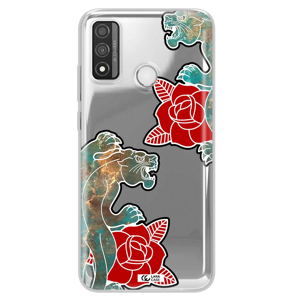 Black Panther Roses Huawei P Smart 2020 Clear TPU Case