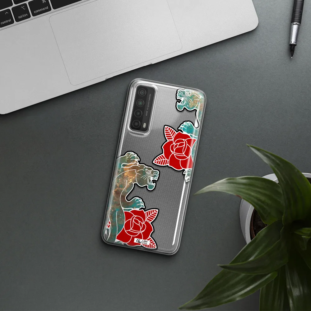 Black Panther Roses Huawei P Smart 2021 Clear TPU Case