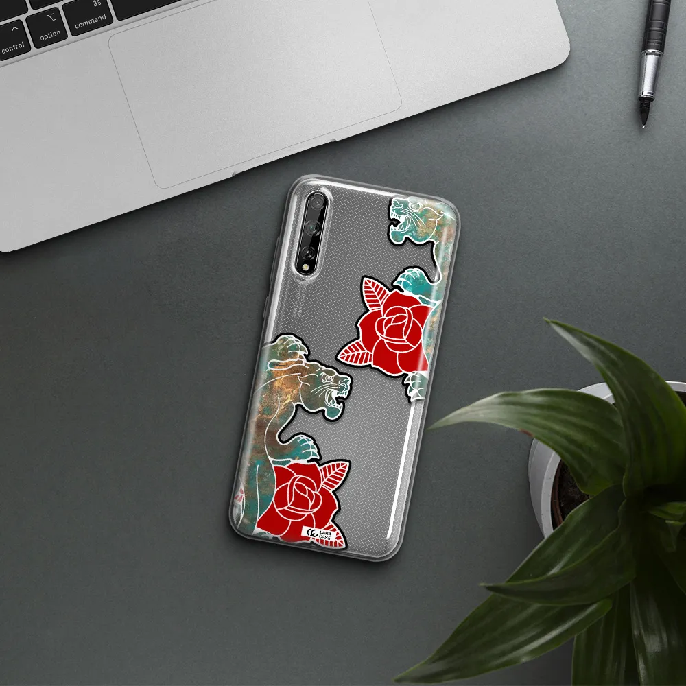 Black Panther Roses Huawei P Smart S Clear TPU Case