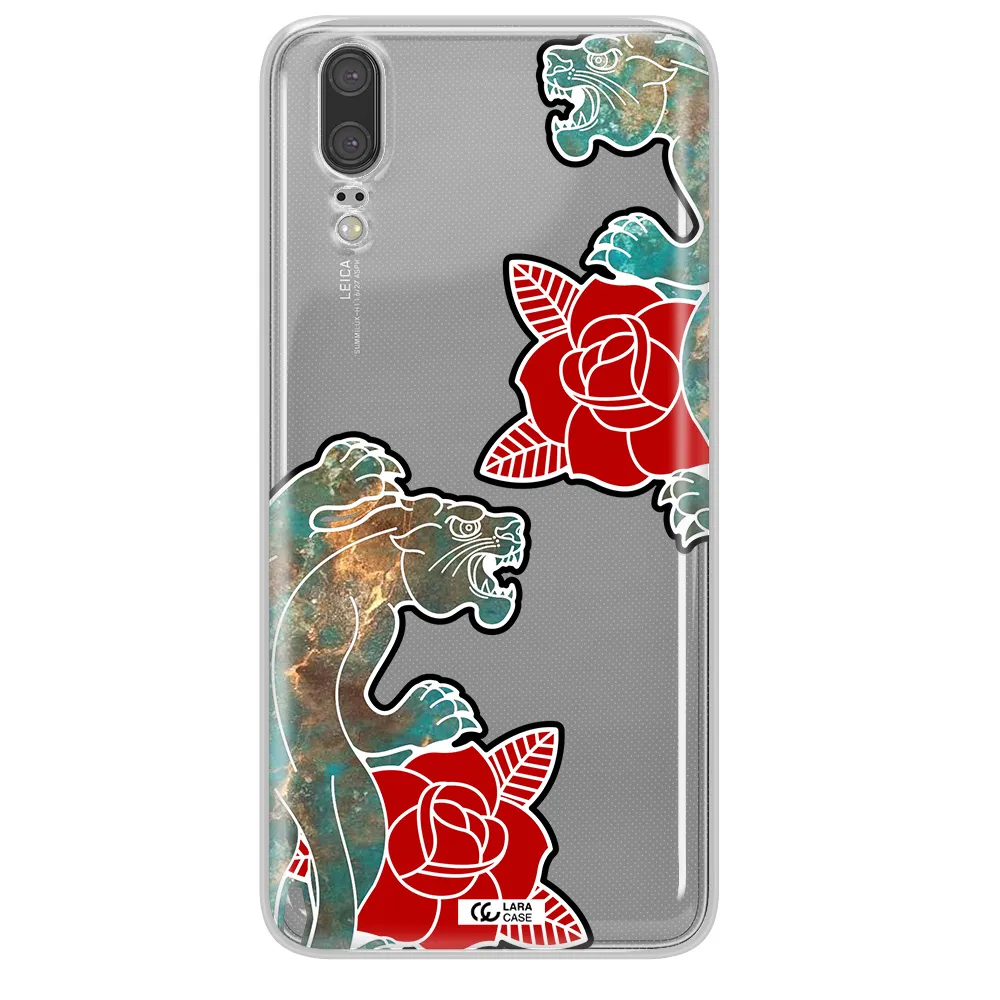 Black Panther Roses Huawei P20 Clear TPU Case
