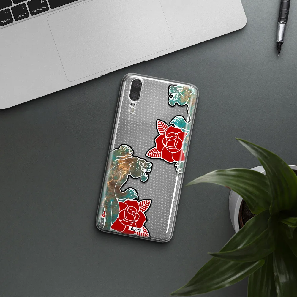 Black Panther Roses Huawei P20 Clear TPU Case