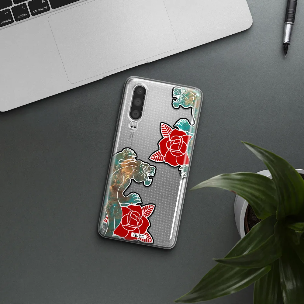 Black Panther Roses Huawei P30 Clear TPU Case