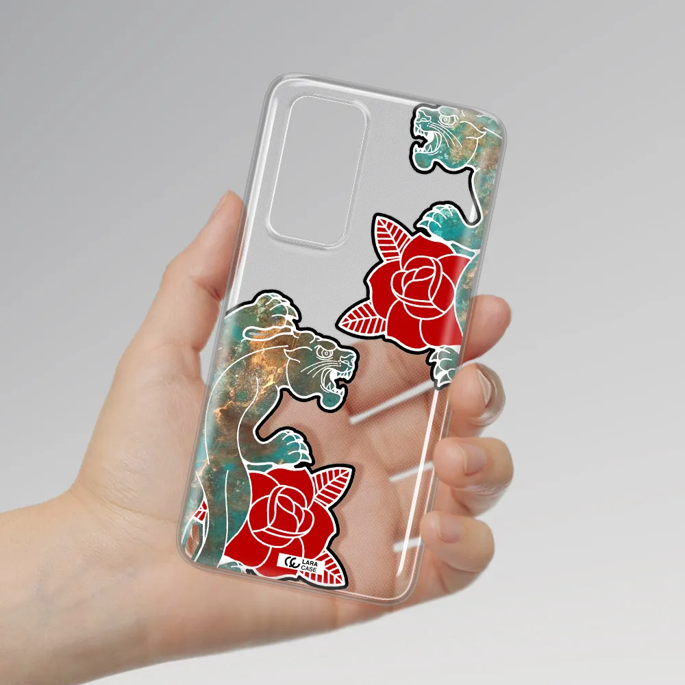 Black Panther Roses Huawei P40 Clear TPU Case