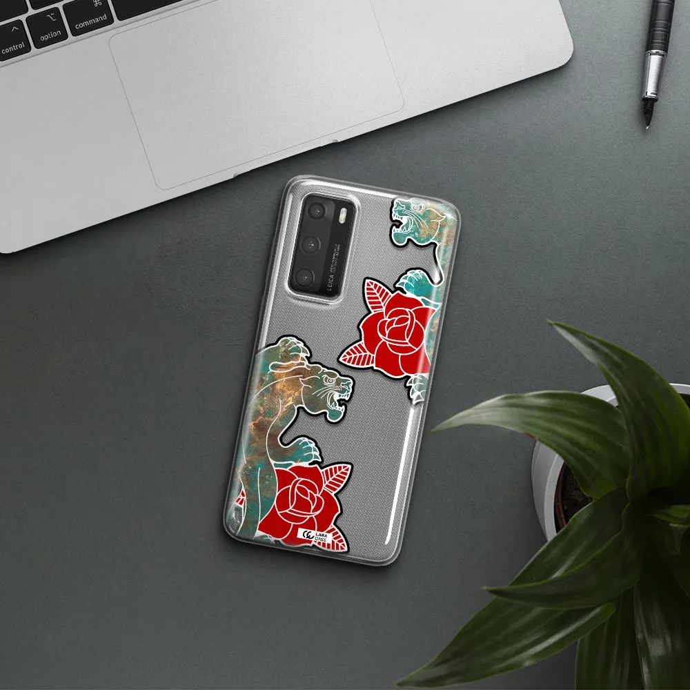 Black Panther Roses Huawei P40 Clear TPU Case