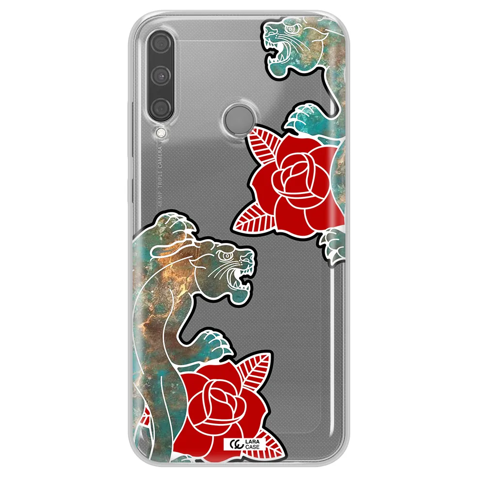 Black Panther Roses Huawei P40 Lite E Clear TPU Case