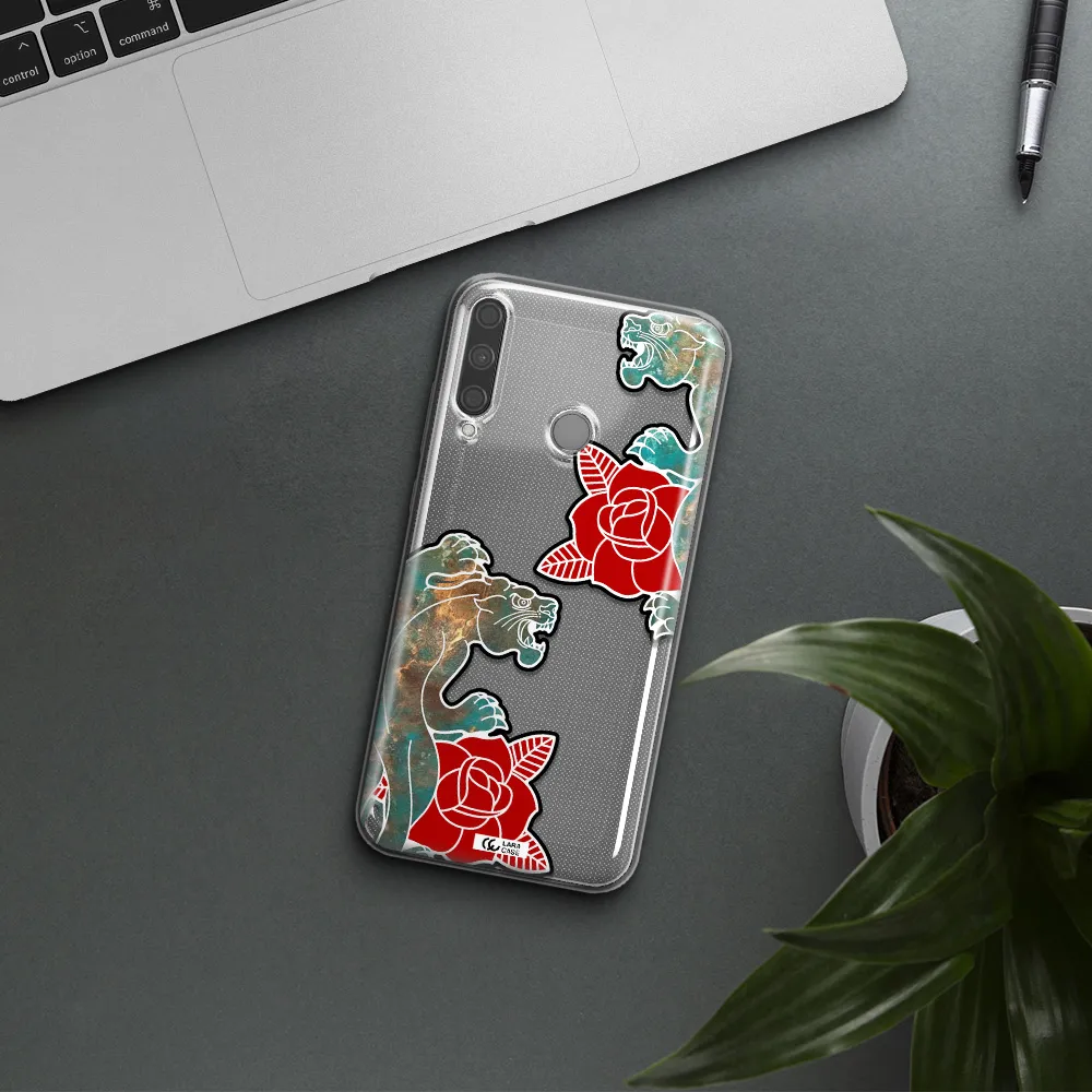 Black Panther Roses Huawei P40 Lite E Clear TPU Case