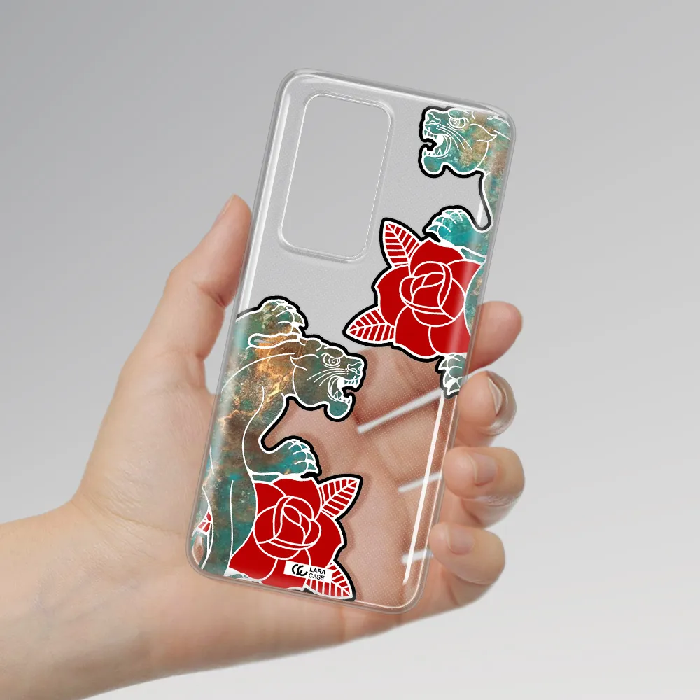 Black Panther Roses Huawei P40 Pro Clear TPU Case