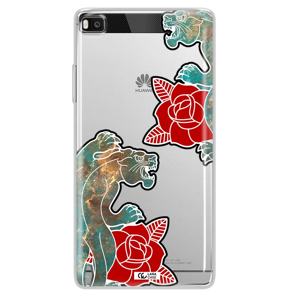 Black Panther Roses Huawei P8 Clear TPU Case