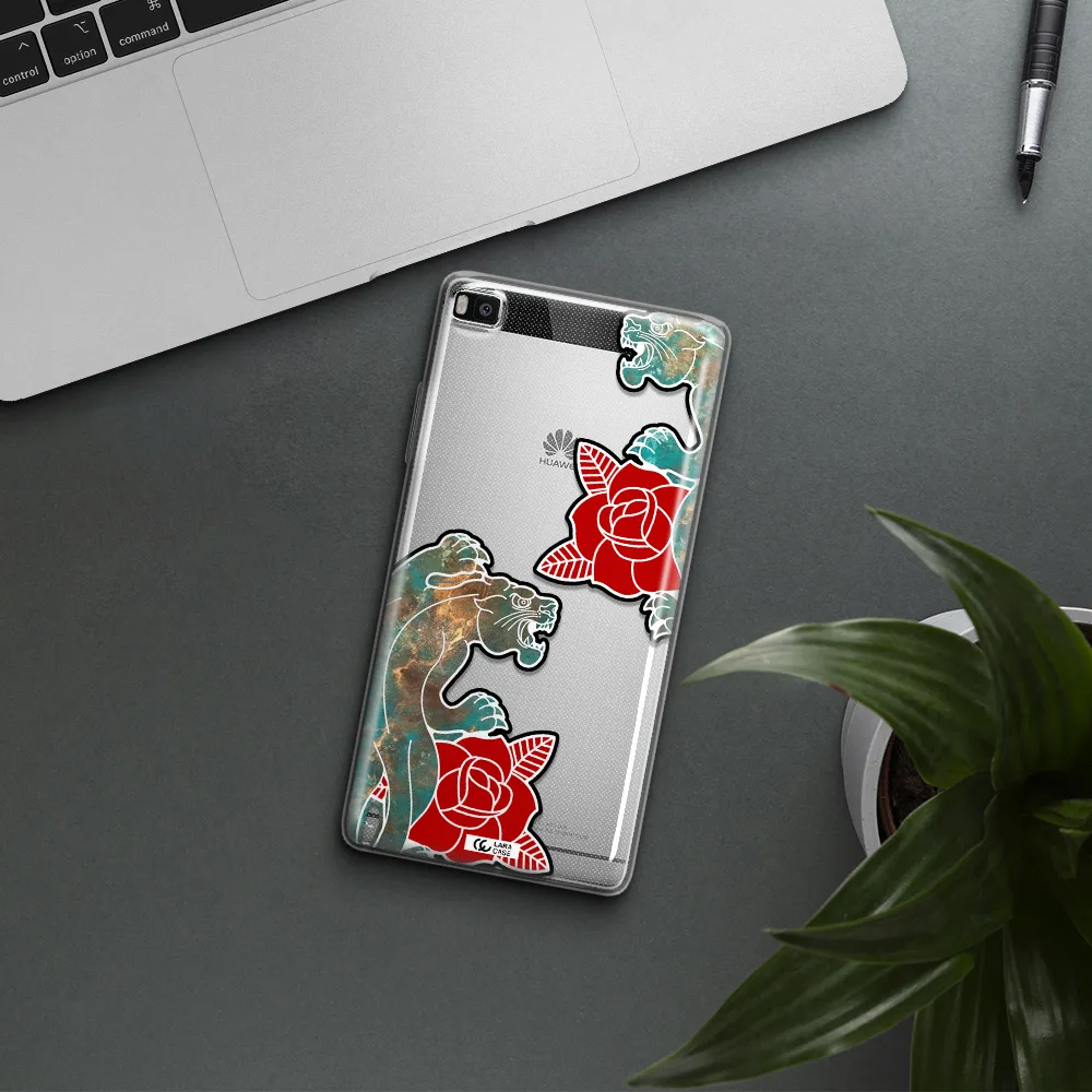 Black Panther Roses Huawei P8 Clear TPU Case