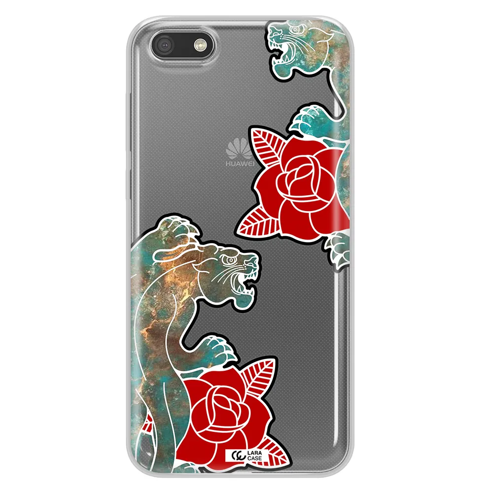 Black Panther Roses Huawei Y5 2018 Clear TPU Case