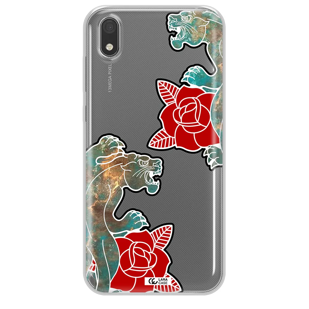 Black Panther Roses Huawei Y5 2019 Clear TPU Case