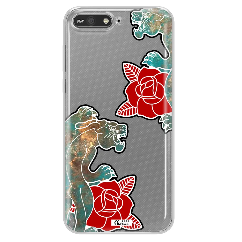 Black Panther Roses Huawei Y6 2018 Clear TPU Case