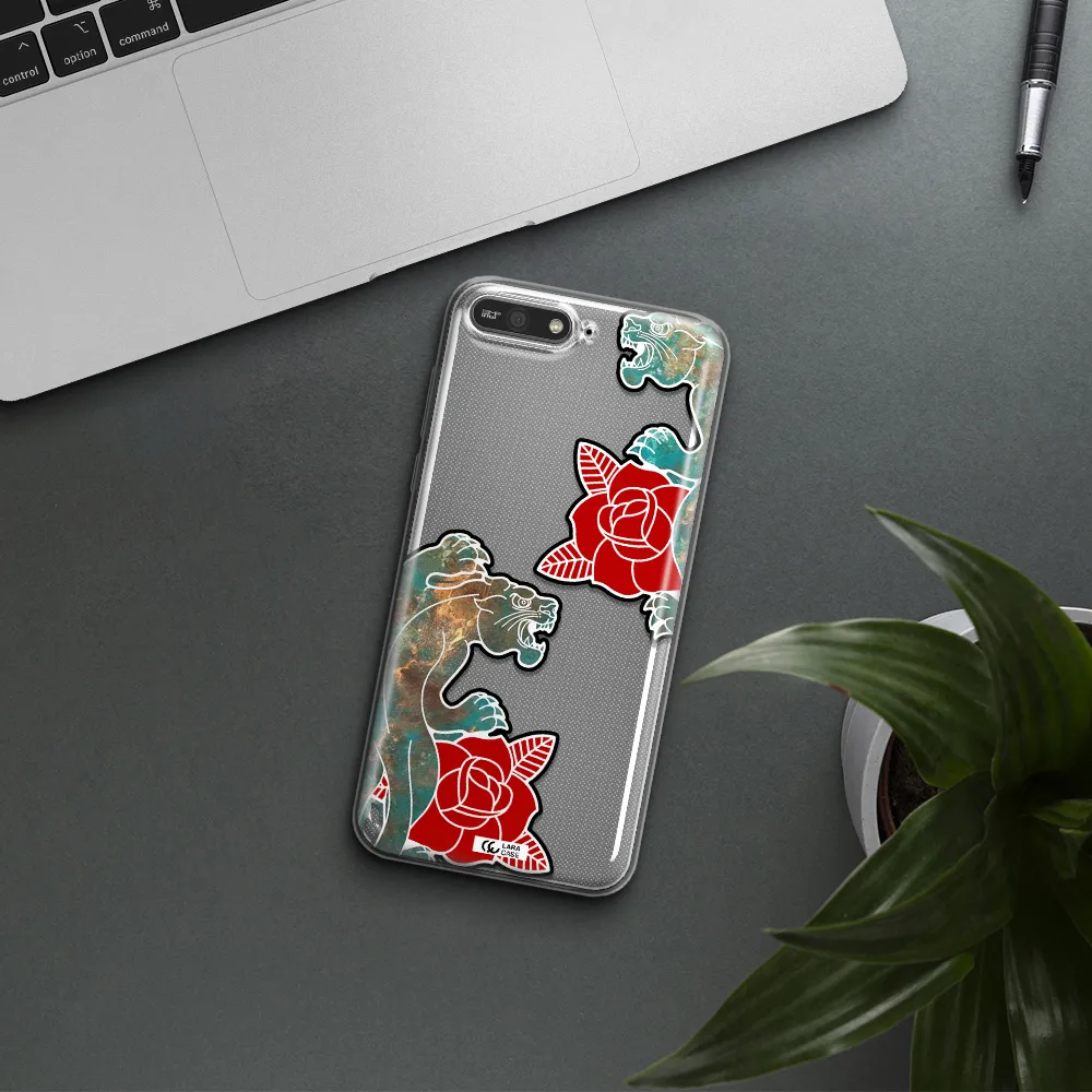 Black Panther Roses Huawei Y6 2018 Clear TPU Case