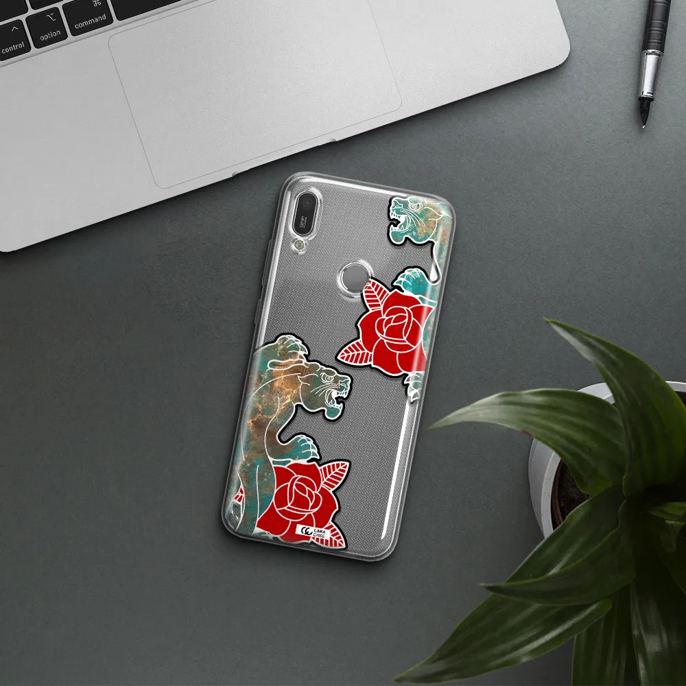 Black Panther Roses Huawei Y6 2019 Clear TPU Case