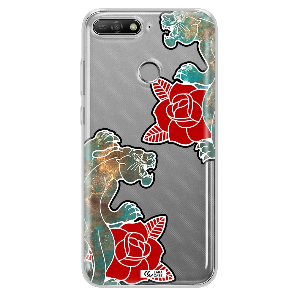 Black Panther Roses Huawei Y6 Prime 2018 Clear TPU Case