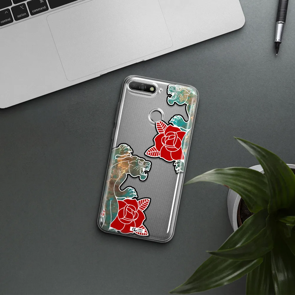 Black Panther Roses Huawei Y6 Prime 2018 Clear TPU Case