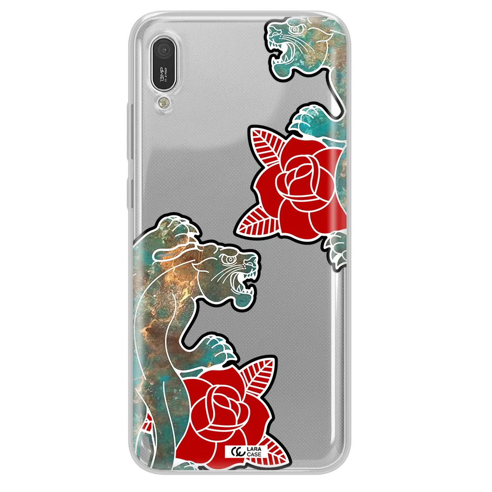 Black Panther Roses Huawei Y6 Pro 2019 Clear TPU Case