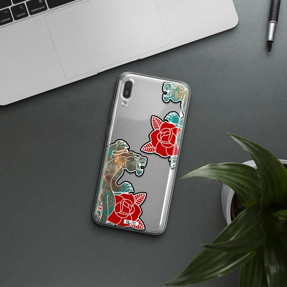 Black Panther Roses Huawei Y6 Pro 2019 Clear TPU Case