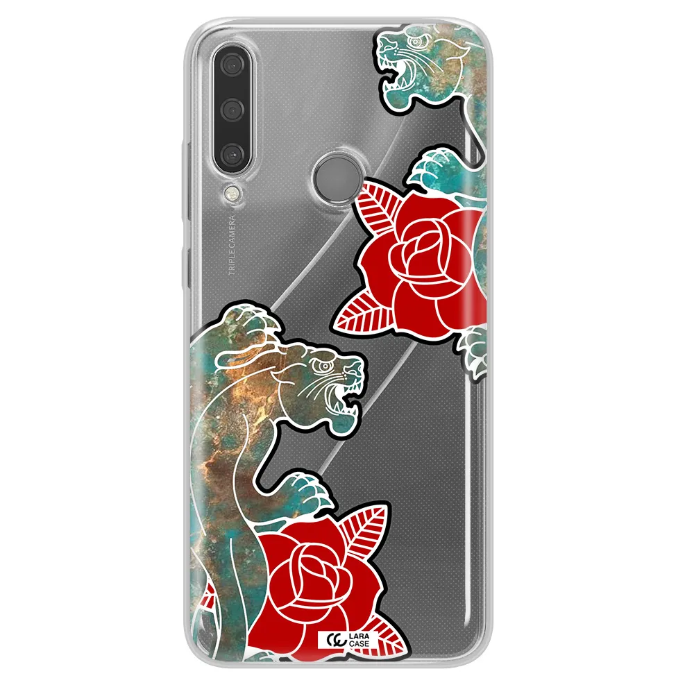 Black Panther Roses Huawei Y6P Clear TPU Case