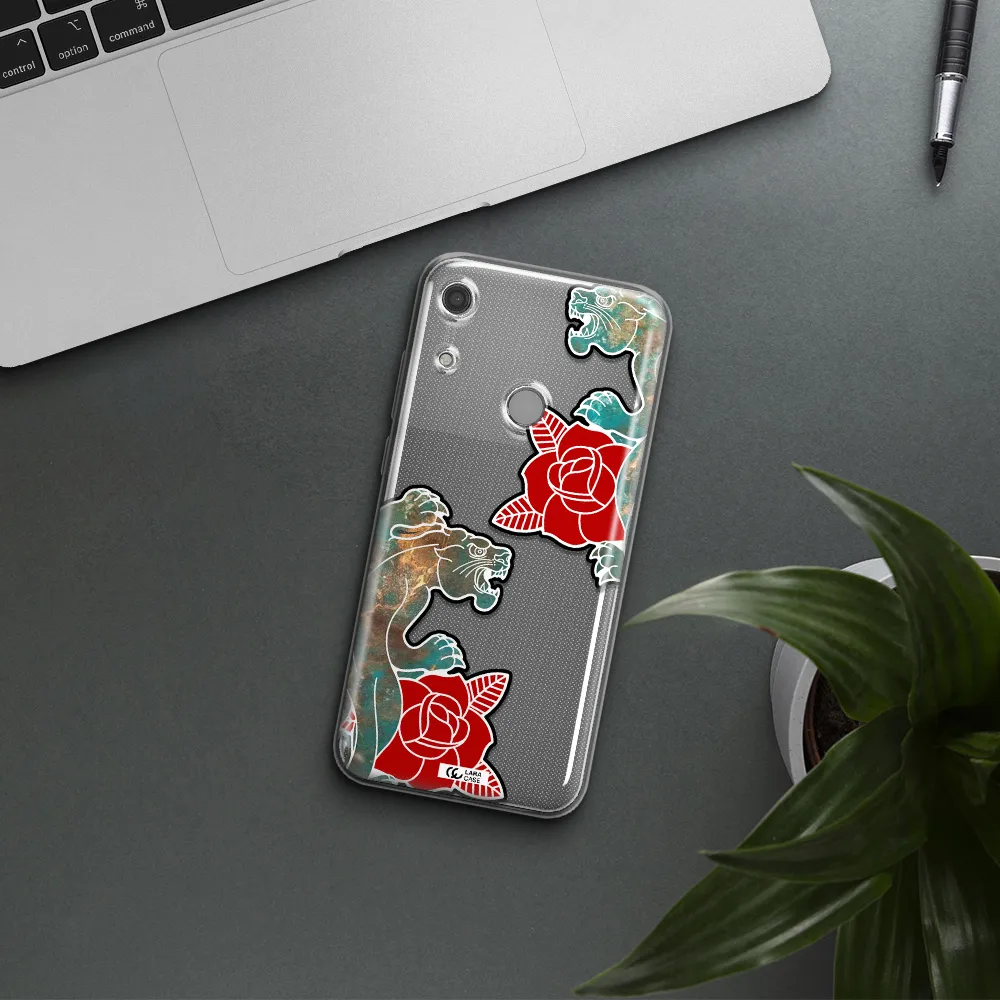 Black Panther Roses Huawei Y6S Clear TPU Case
