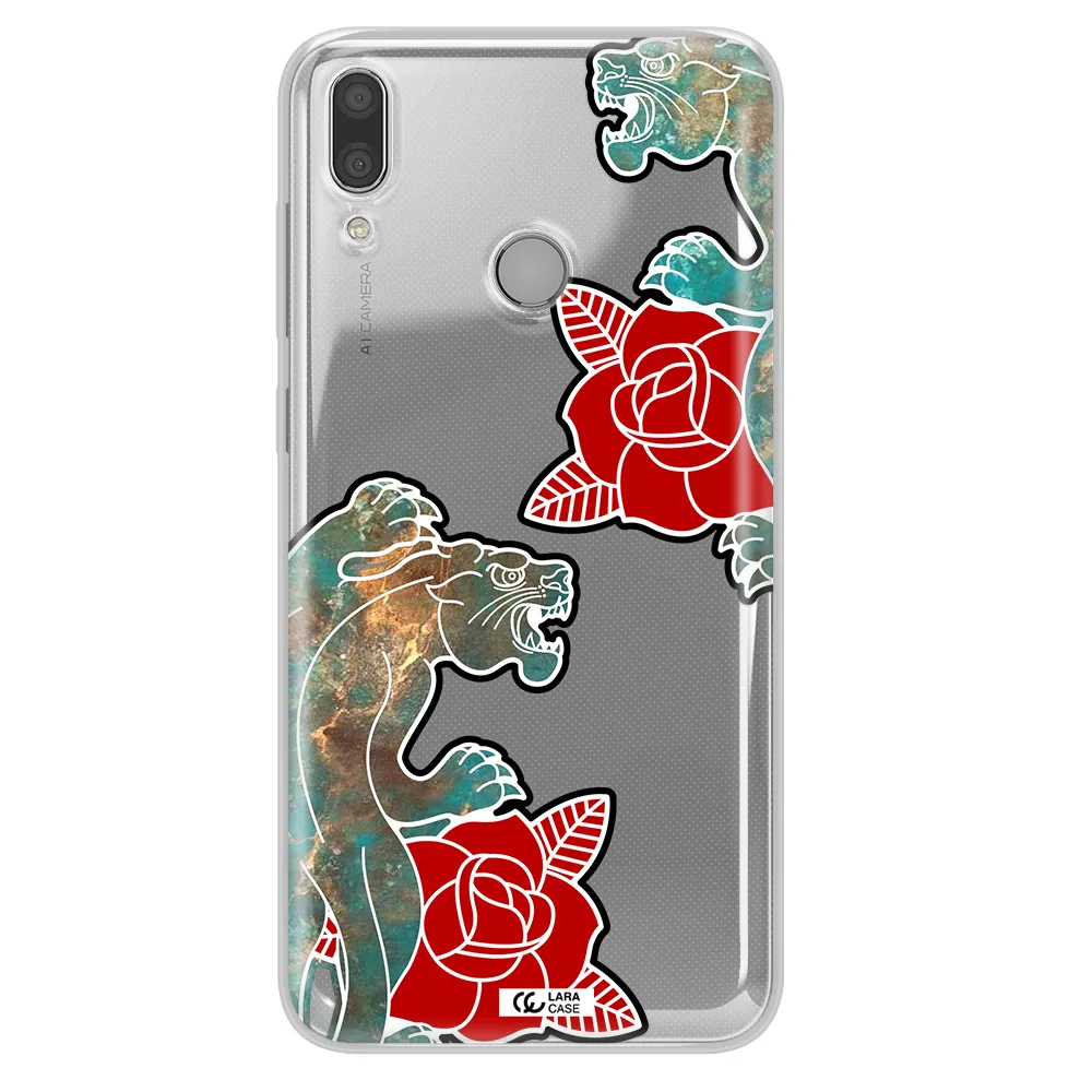 Black Panther Roses Huawei Y9 2019 Clear TPU Case