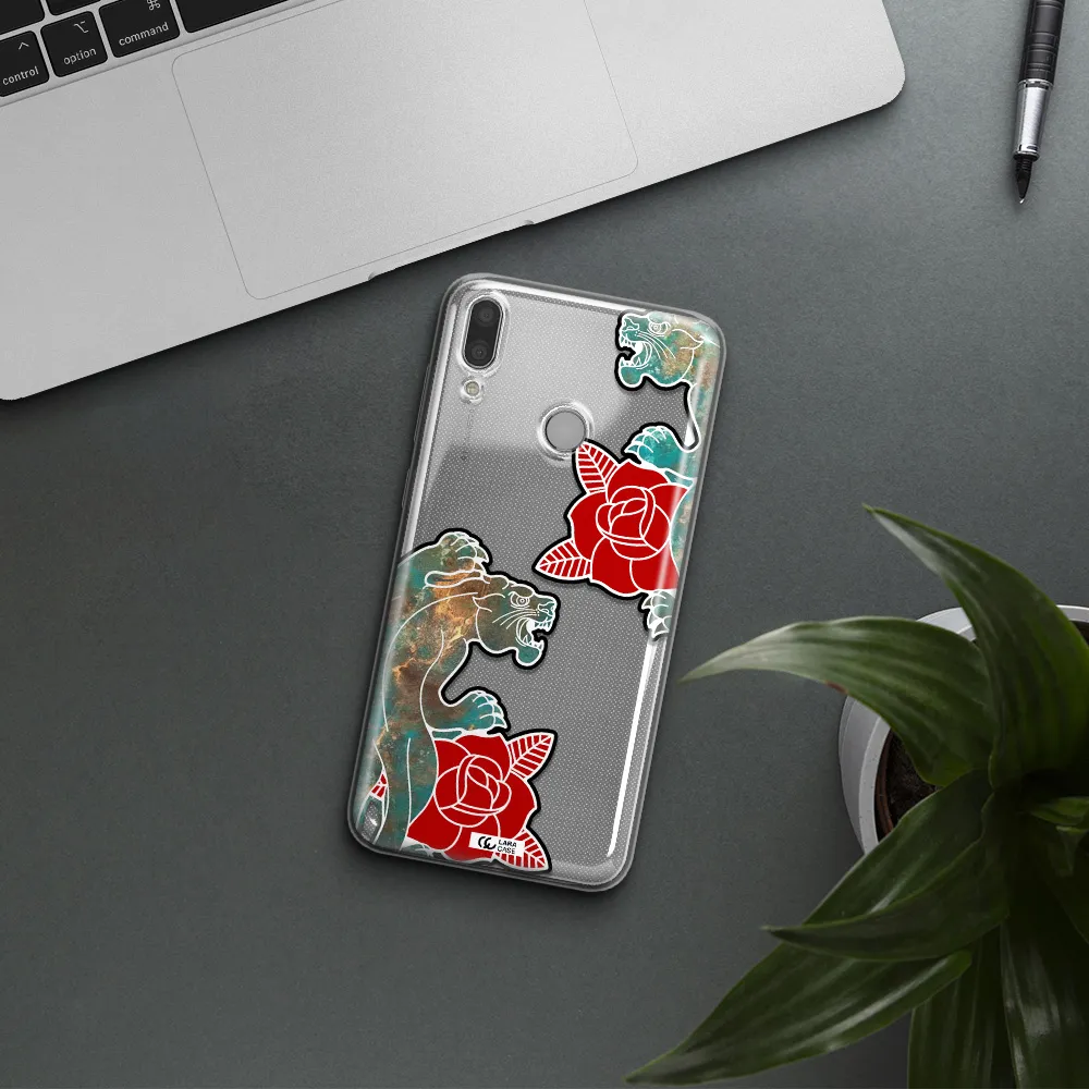 Black Panther Roses Huawei Y9 2019 Clear TPU Case