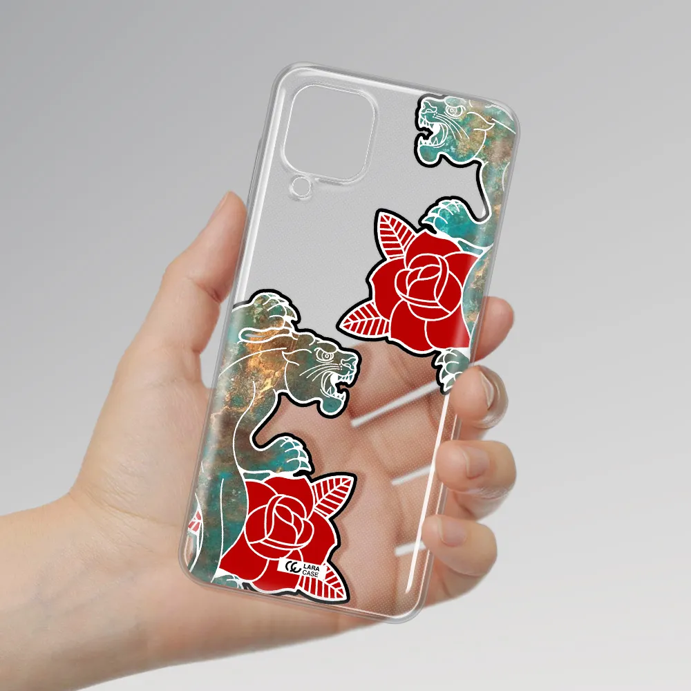 Black Panther Roses Samsung A12 4g Clear TPU Case