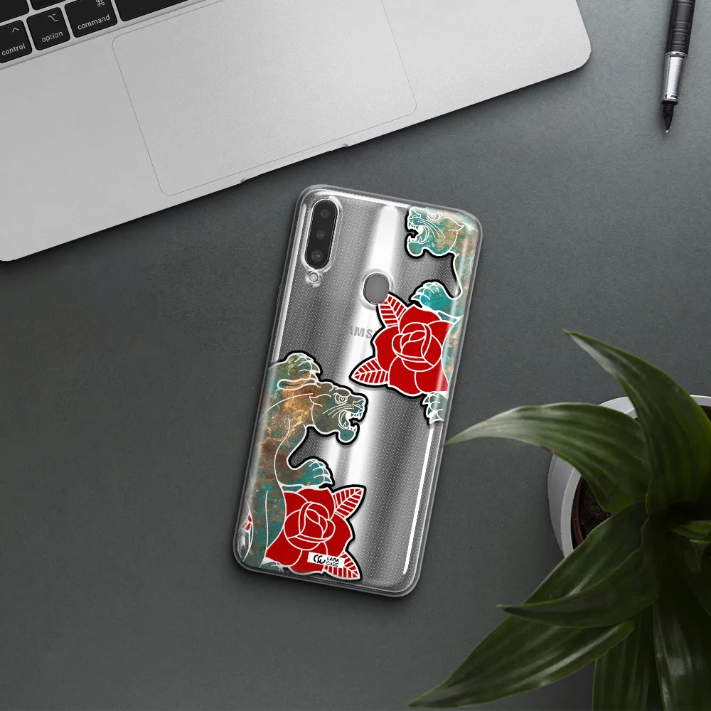 Black Panther Roses Samsung A20S Clear TPU Case