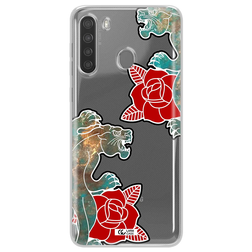 Black Panther Roses Samsung A21 Clear TPU Case