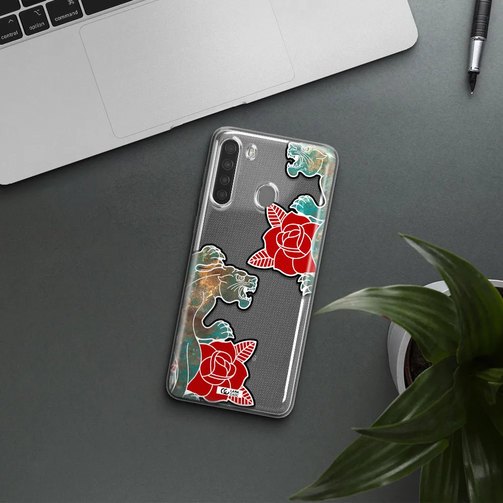 Black Panther Roses Samsung A21 Clear TPU Case