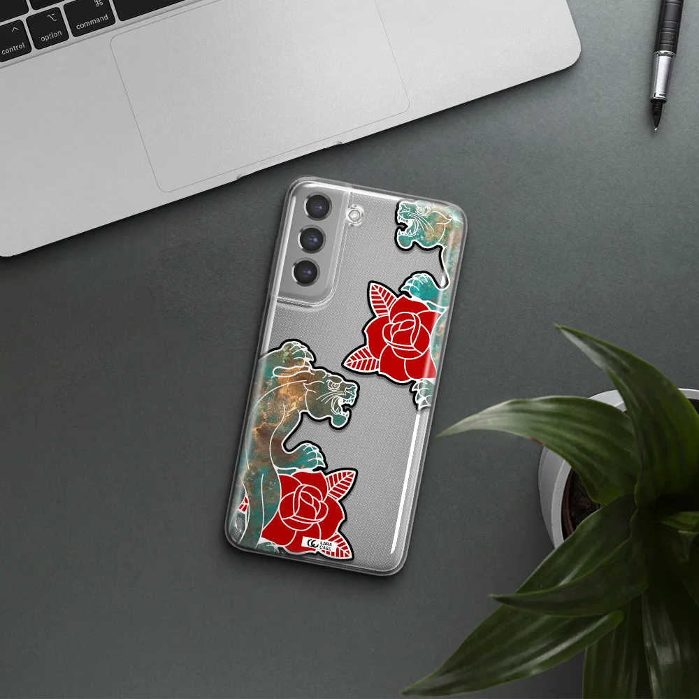 Black Panther Roses Samsung A21 Fe Clear TPU Case