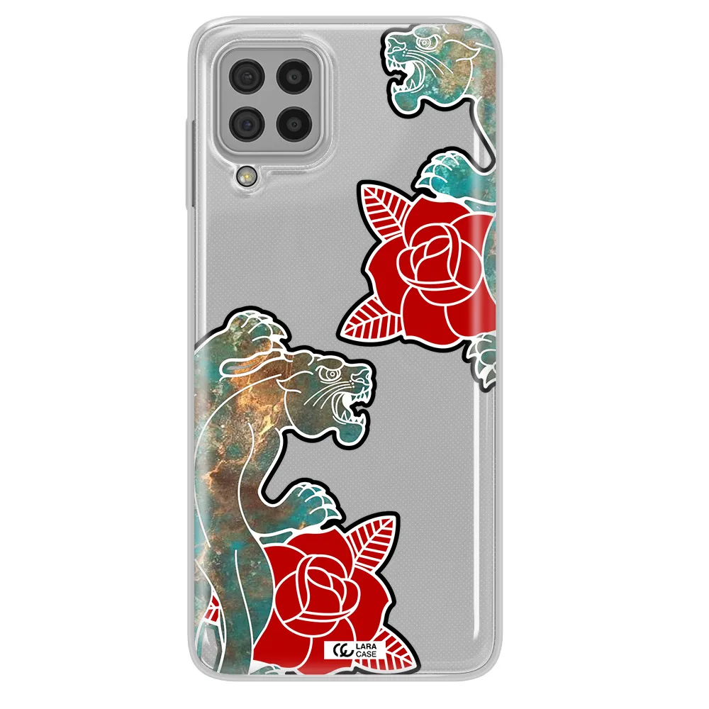 Black Panther Roses Samsung A22 4g Clear TPU Case