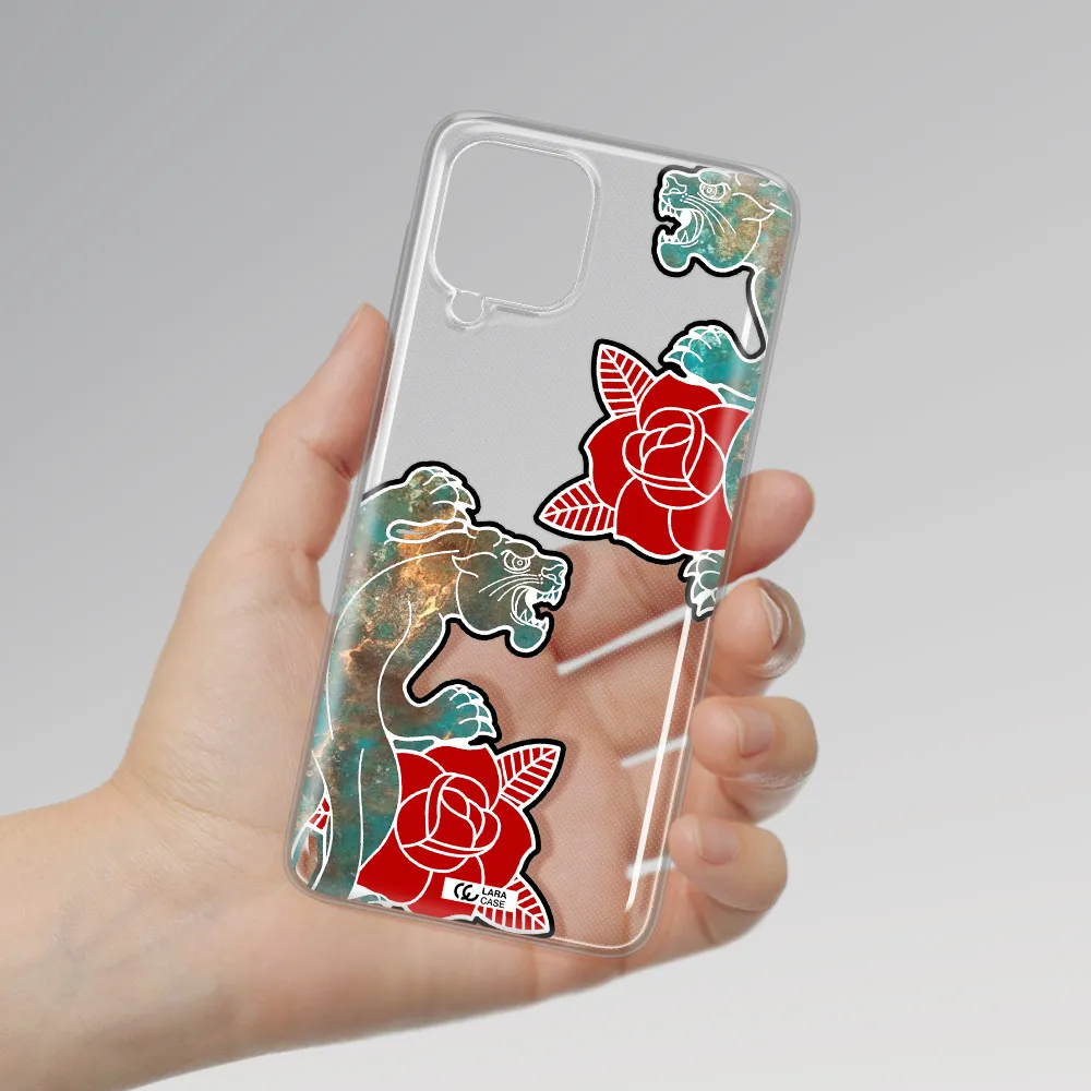 Black Panther Roses Samsung A22 4g Clear TPU Case