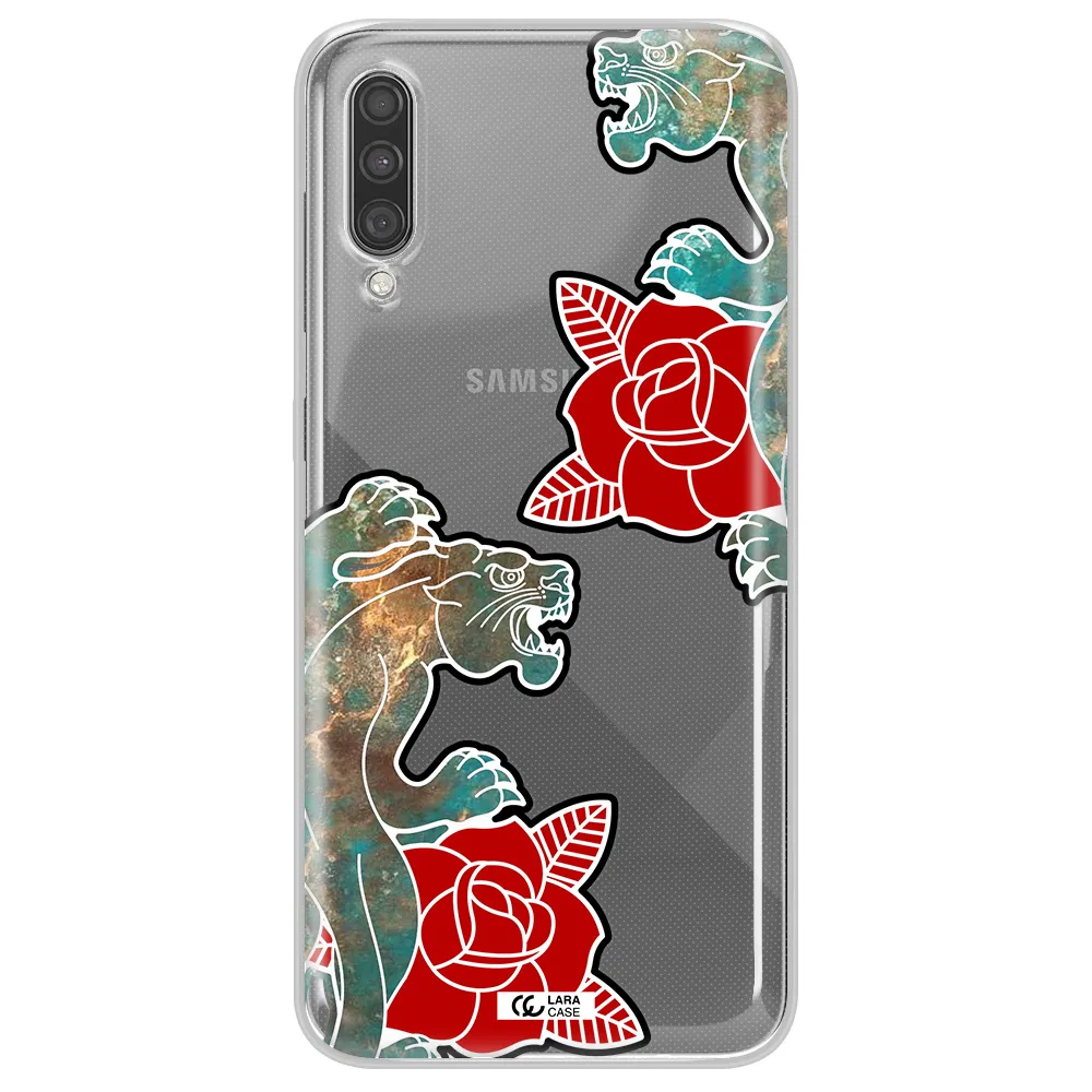 Black Panther Roses Samsung A30S Clear TPU Case