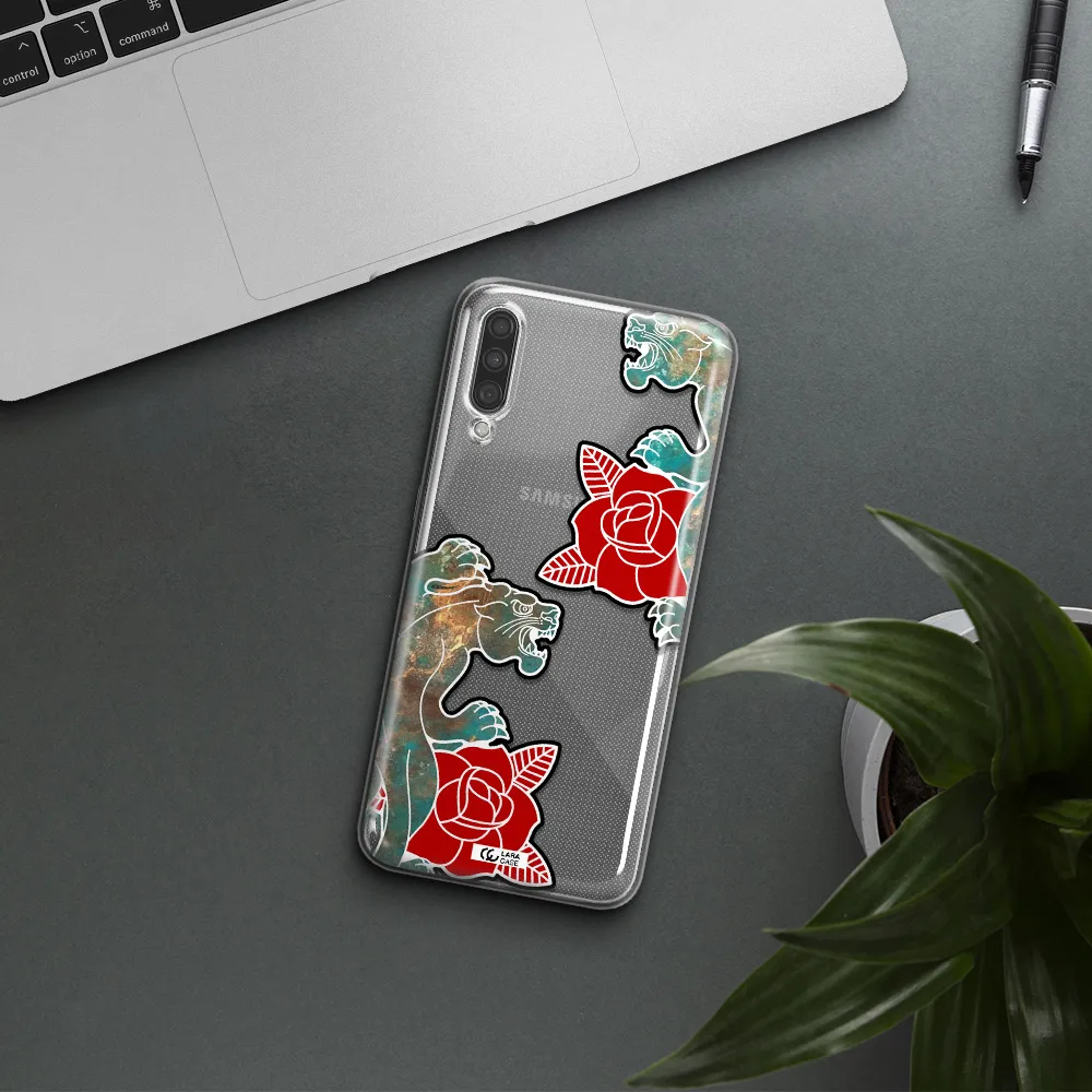 Black Panther Roses Samsung A30S Clear TPU Case